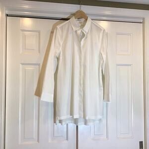 Soma White Oversize Button Up Shirt Women's L Minimal Clean Cotton Preppy Resort